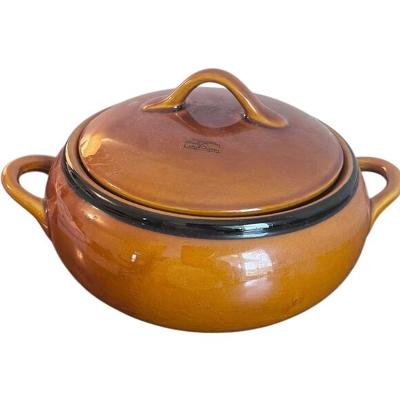 TASTE SETTER SIGMA Other - TASTE SETTER SIGMA Brown Glazed Stoneware Crock Lid and Handles 5" X 9 Portugal